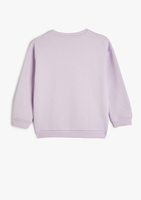 KOTON Mor Kız Çocuk Bisiklet Yaka Sweatshirt