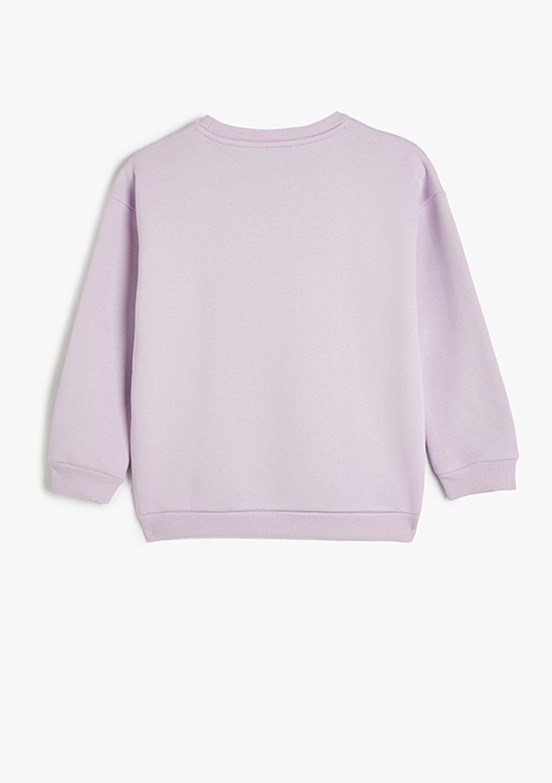 KOTON Mor Kız Çocuk Bisiklet Yaka Sweatshirt