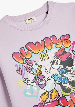 KOTON Mor Kız Çocuk Bisiklet Yaka Sweatshirt
