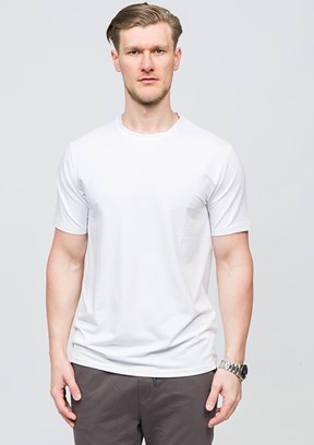 JOHNNY JOE Beyaz Erkek Bisiklet Yaka T-shirt