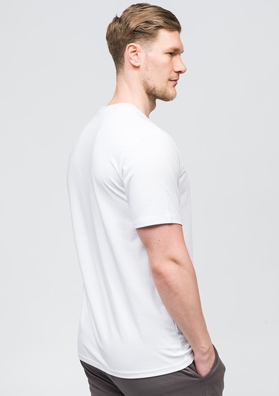 JOHNNY JOE Beyaz Erkek Bisiklet Yaka T-shirt