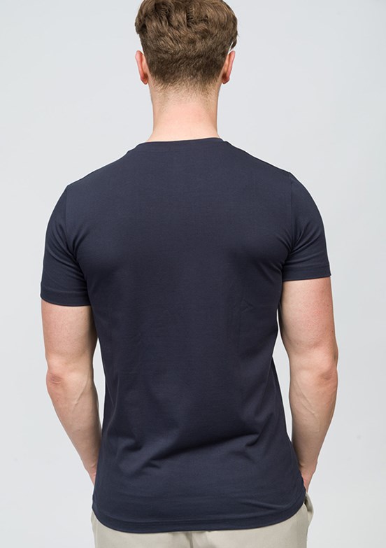 JOHNNY JOE Lacivert Erkek Bisiklet Yaka T-shirt