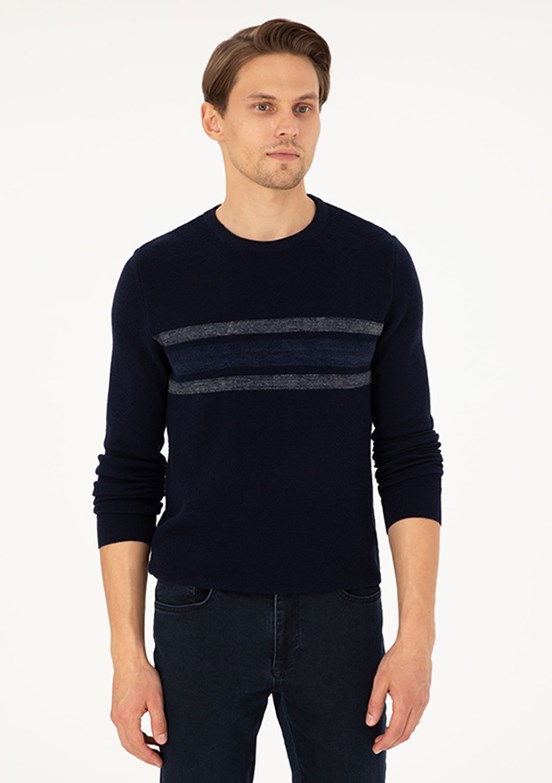 PIERRE CARDIN Lacivert Erkek Slim Kazak