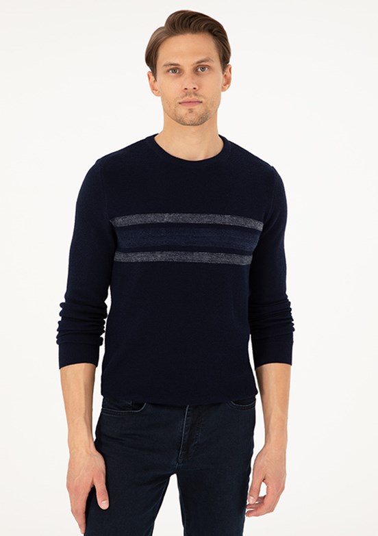 PIERRE CARDIN Lacivert Erkek Slim Kazak