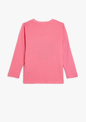 KOTON Pembe Kız Çocuk Bisiklet Yaka T-Shirt