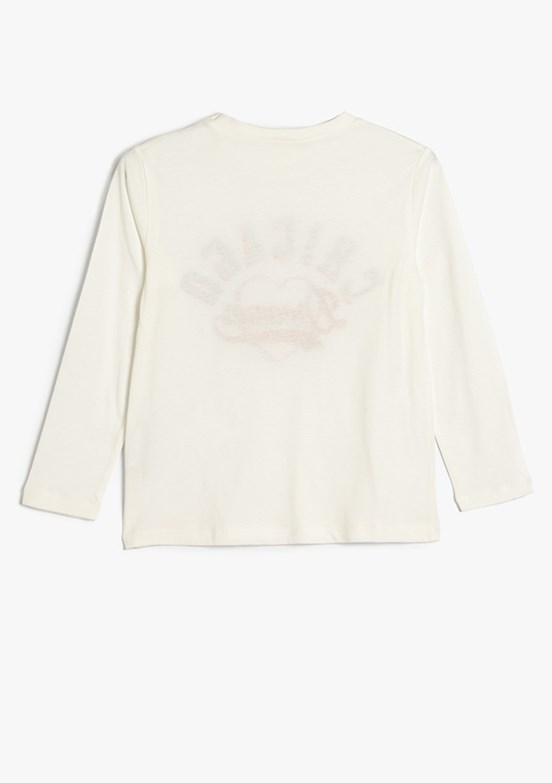 KOTON Beyaz Kız Çocuk Baskılı T-Shirt