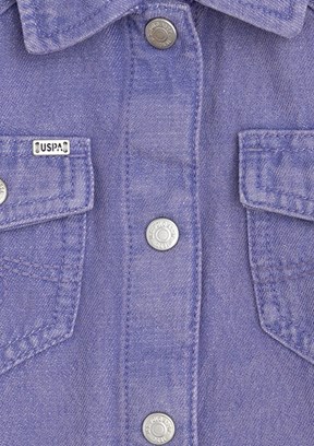 US POLO ASSN Mor Kız Çocuk Denim Gömlek