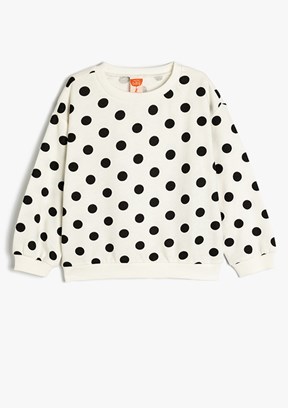 KOTON Beyaz Kız Çocuk Baskılı Sweatshirt