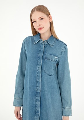 US POLO ASSN Mavi Kadın Denim Elbise