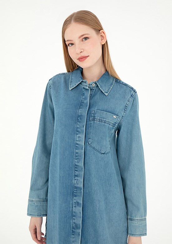 US POLO ASSN Mavi Kadın Denim Elbise