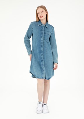 US POLO ASSN Mavi Kadın Denim Elbise