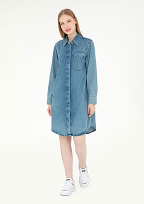US POLO ASSN Mavi Kadın Denim Elbise
