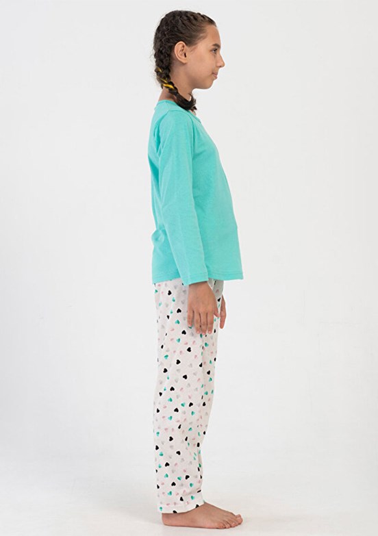 VİENETTA - 4050700580 Kız Çocuk Yeşil Pijama Takımı