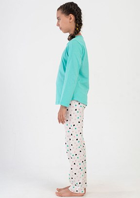 VİENETTA - 4050700580 Kız Çocuk Yeşil Pijama Takımı