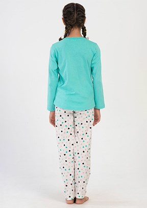 VİENETTA - 4050700580 Kız Çocuk Yeşil Pijama Takımı