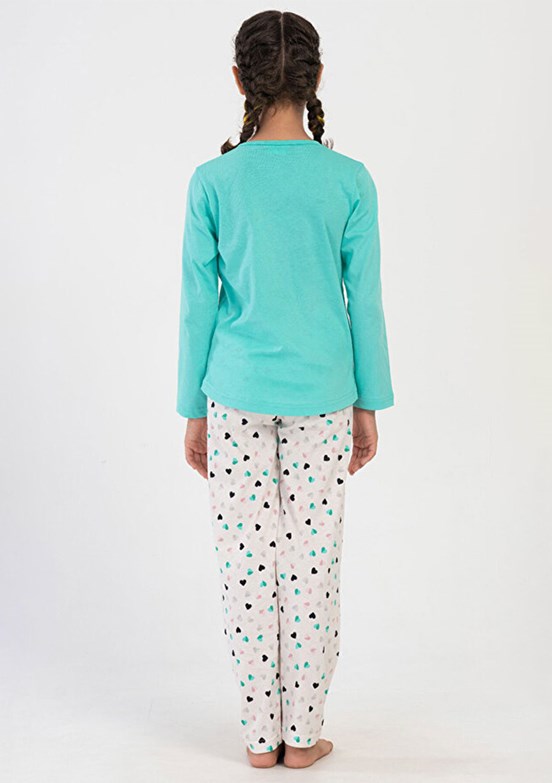 VİENETTA - 4050700580 Kız Çocuk Yeşil Pijama Takımı