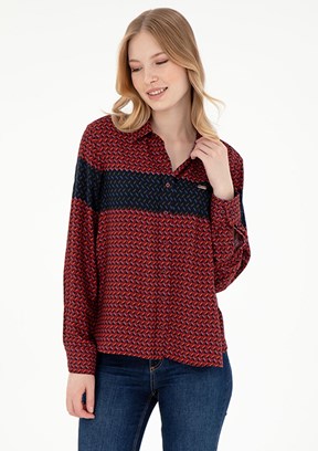 US POLO ASSN Bordo Kadın Dokuma Gömlek