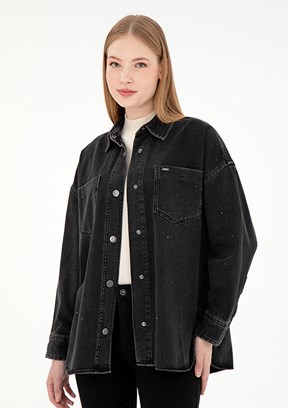 US POLO ASSN Siyah Kadın Denim Gömlek