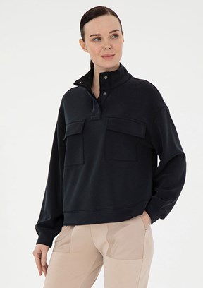 PİERRE CARDİN Siyah Kadın Comfort Sweatshirt