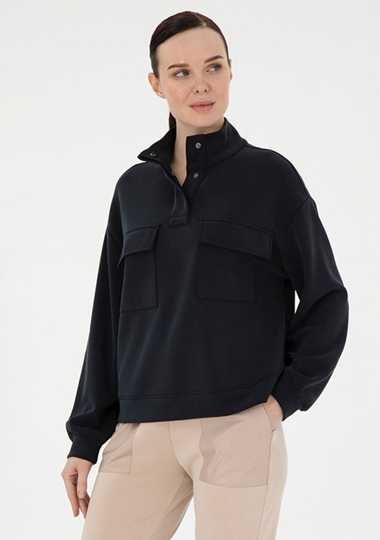 PİERRE CARDİN Siyah Kadın Comfort Sweatshirt