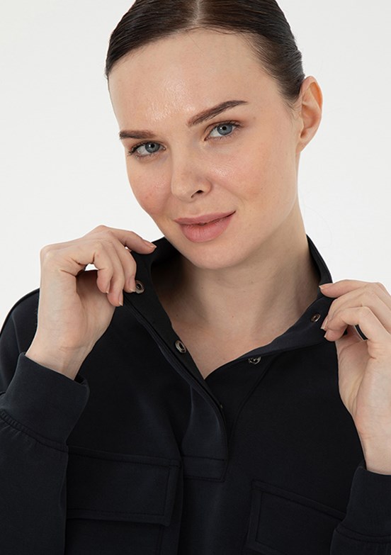 PİERRE CARDİN Siyah Kadın Comfort Sweatshirt