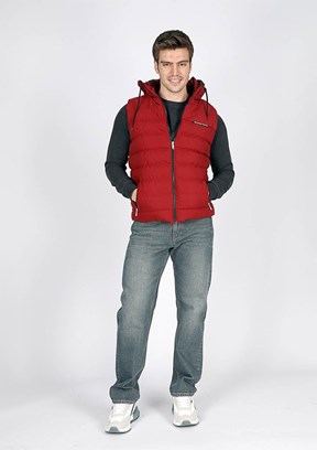 LEE COOPER Bordo Erkek Kapüşonlu Yelek