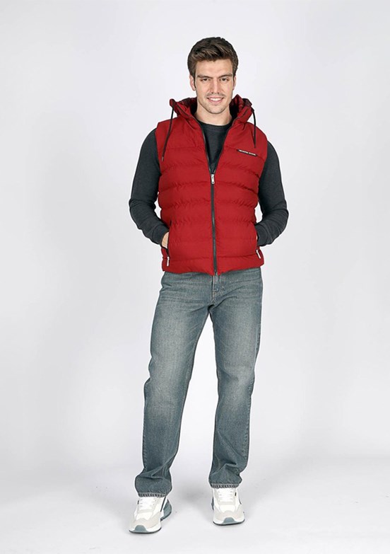 LEE COOPER Bordo Erkek Kapüşonlu Yelek
