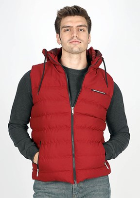 LEE COOPER Bordo Erkek Kapüşonlu Yelek