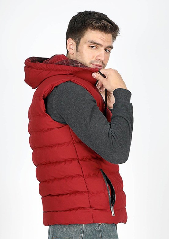 LEE COOPER Bordo Erkek Kapüşonlu Yelek