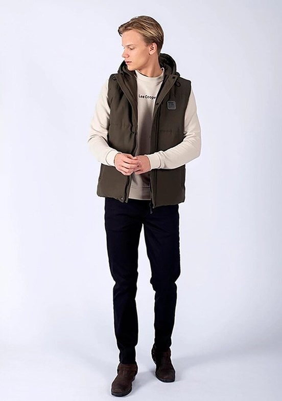Lee Cooper Haki Erkek Kapüşon Regular Fit Yelek