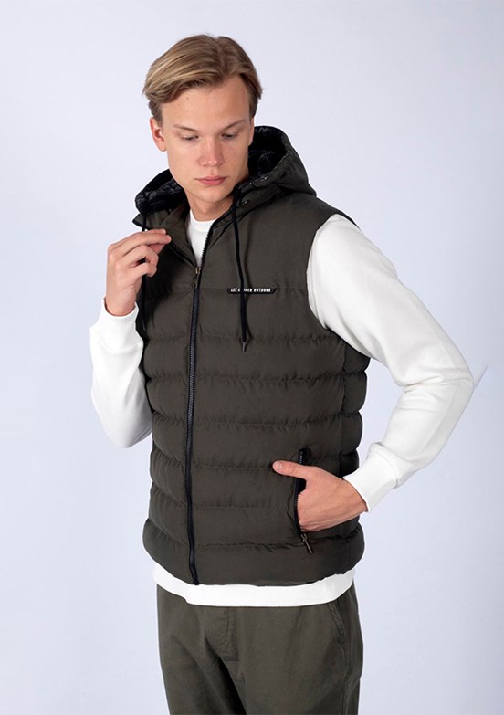 Lee Cooper Haki Erkek Kapüşon Regular Fit Yelek