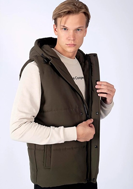 Lee Cooper Haki Erkek Kapüşon Regular Fit Yelek