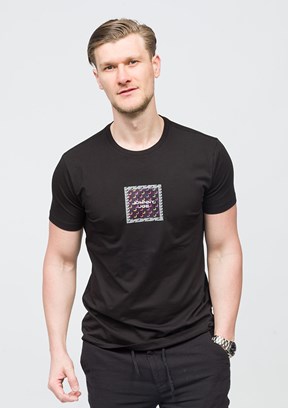 JOHNNY JOE Lucas Siyah Erkek Bisiklet Yaka T-shirt