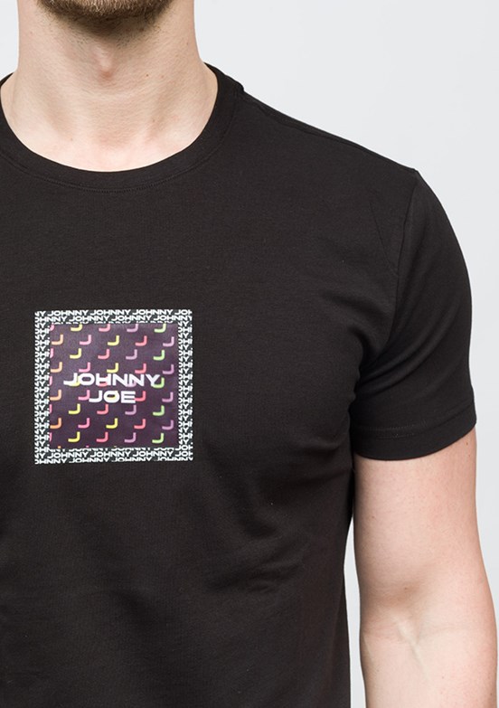 JOHNNY JOE Lucas Siyah Erkek Bisiklet Yaka T-shirt