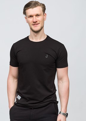 JOHNNY JOE Andre Siyah Erkek Bisiklet Yaka T-shirt