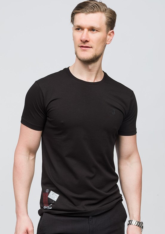 JOHNNY JOE Andre Siyah Erkek Bisiklet Yaka T-shirt