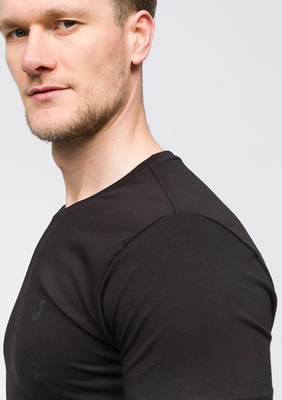 JOHNNY JOE Andre Siyah Erkek Bisiklet Yaka T-shirt