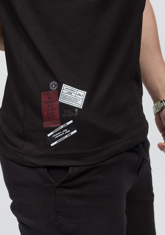 JOHNNY JOE Andre Siyah Erkek Bisiklet Yaka T-shirt