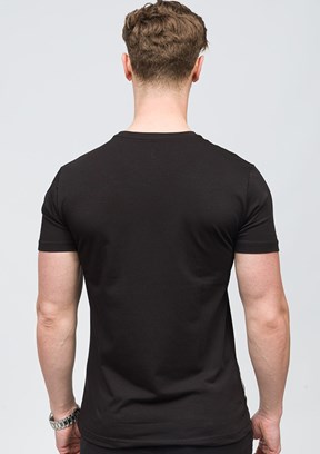 JOHNNY JOE Andre Siyah Erkek Bisiklet Yaka T-shirt