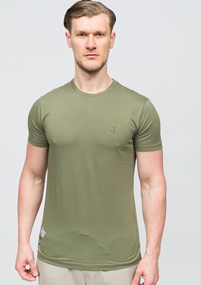 JOHNNY JOE Andre Haki Erkek Bisiklet Yaka T-shirt