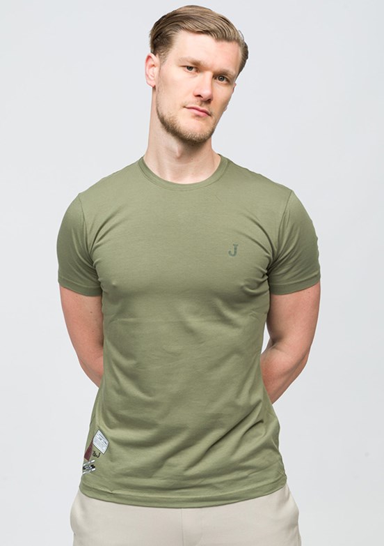JOHNNY JOE Andre Haki Erkek Bisiklet Yaka T-shirt