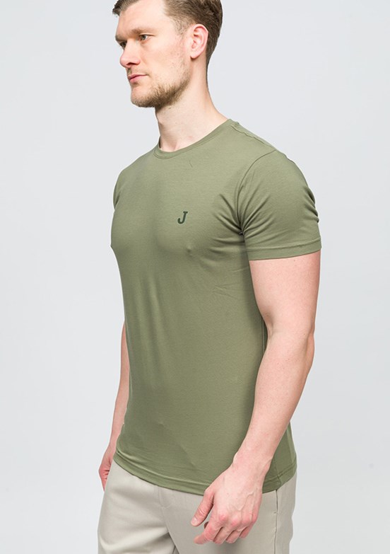 JOHNNY JOE Andre Haki Erkek Bisiklet Yaka T-shirt