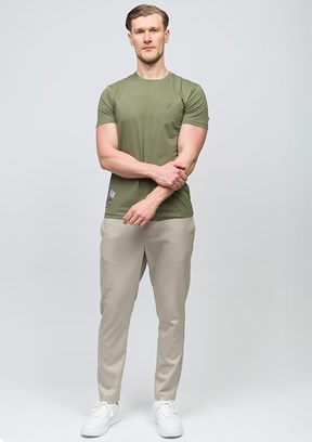 JOHNNY JOE Andre Haki Erkek Bisiklet Yaka T-shirt