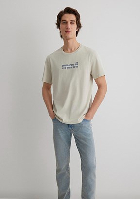 MAVİ Erkek Logo Baskılı Gri T-shirt