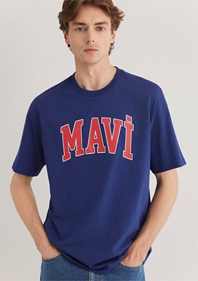 MAVİ Çok Renkli Erkek Bisiklet Yaka T-Shirt