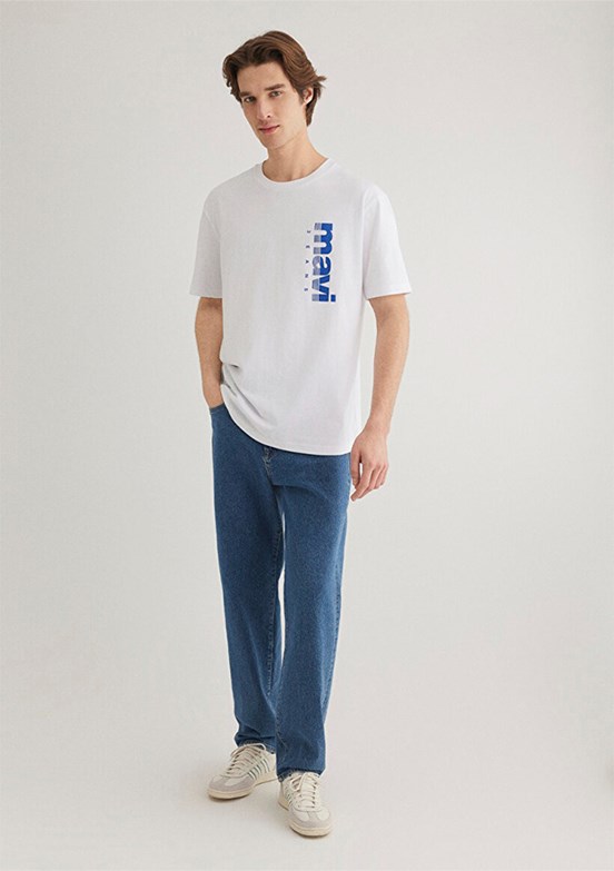MAVİ Beyaz Erkek Baskılı T-Shirt