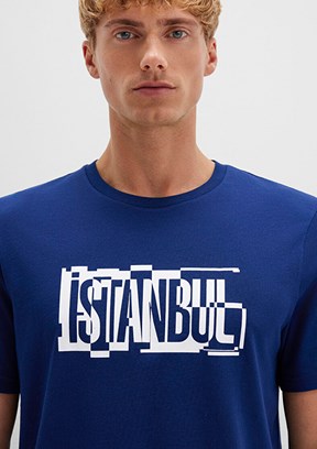 MAVİ - M0611789-70758 Erkek Lacivert Baskılı T-Shirt