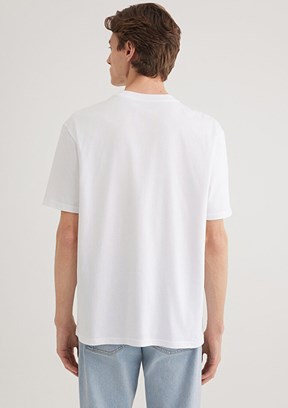 MAVİ - M0612483-620 Erkek Beyaz Baskılı T-Shirt