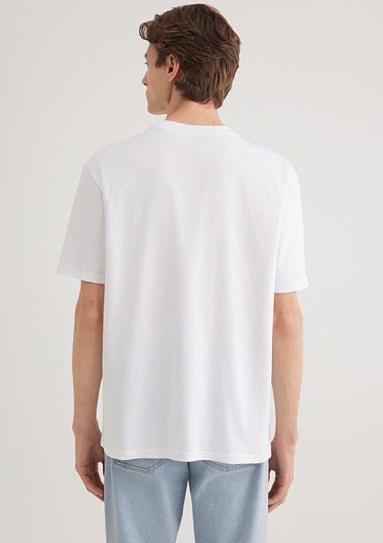 MAVİ - M0612483-620 Erkek Beyaz Baskılı T-Shirt