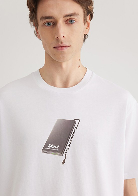 MAVİ Beyaz Erkek Baskılı T-Shirt